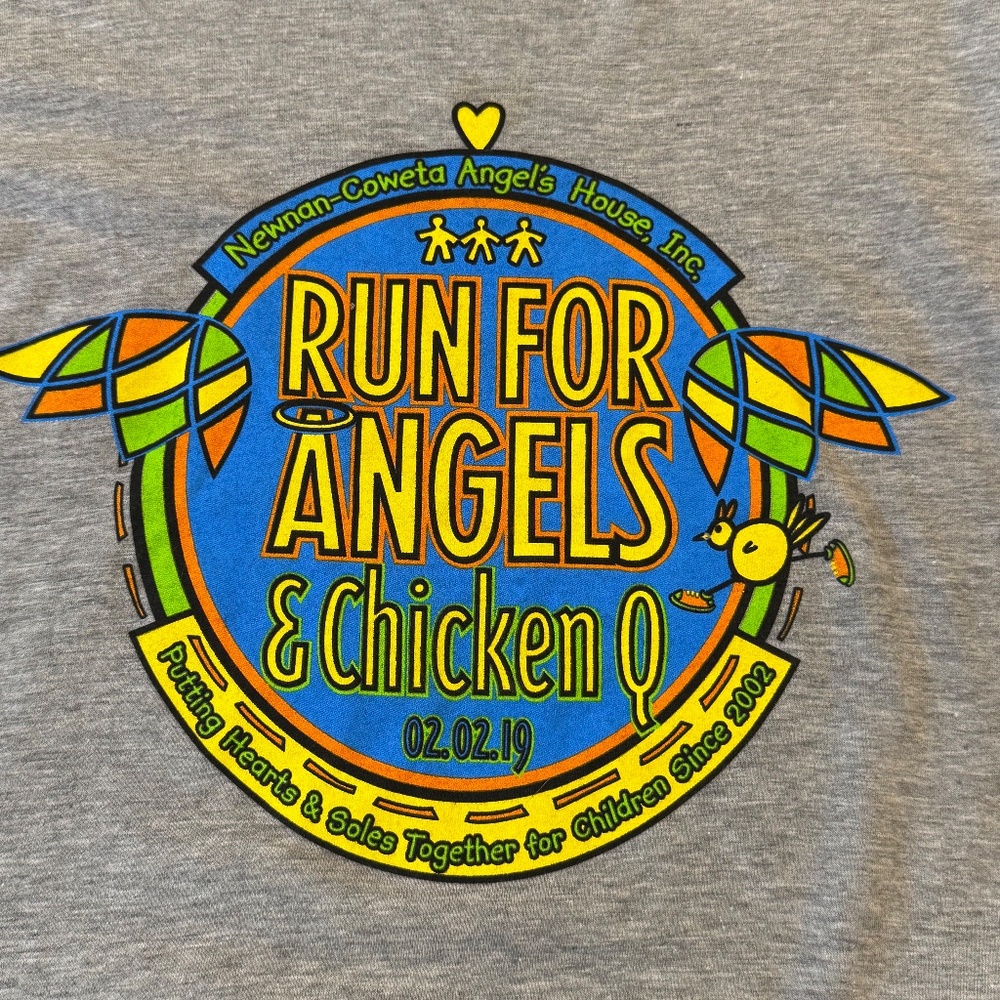 Run For Angels & Chicken Q 2/2/2019 Gray Long Sleeve Graphic Tee - Picture 12 of 12